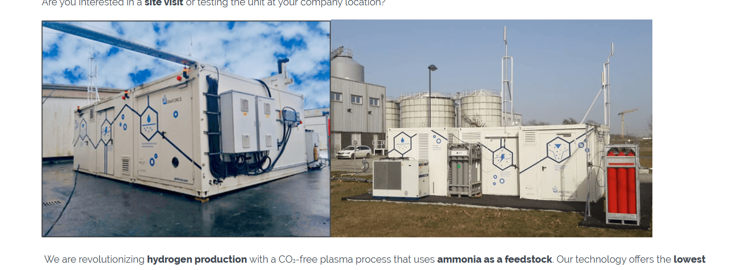 Graforce modular hydrogen plants in industrial environments