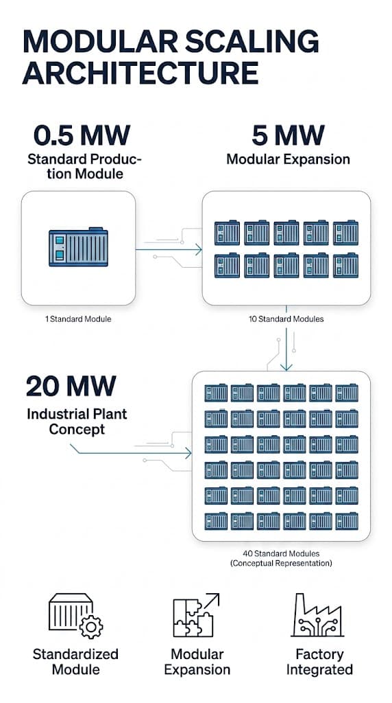 Modular scaling architecture from 0.5 MW to 20 MW